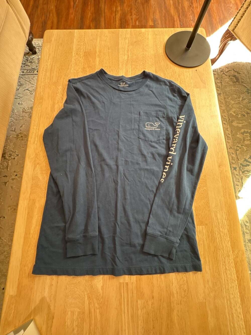 Vineyard Vines Long Sleeve Vintage Whale Pocket T-Shirt Navy Blue Youth XL